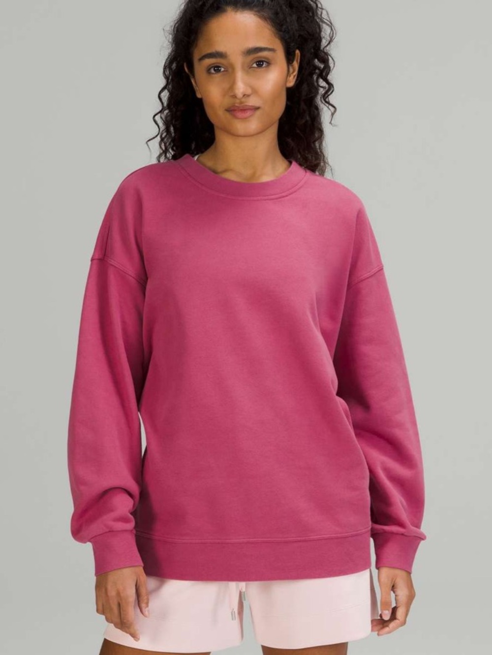 lululemon athletica Fleece Crewneck Sweater in Berry Pink